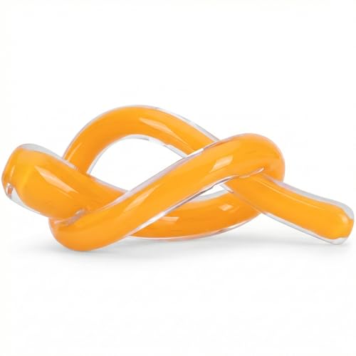 Escultura de Nudo de Vidrio Abstracto Amarillo Decorativo