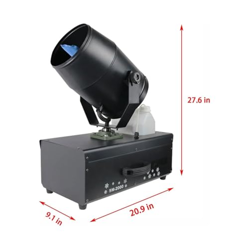 Máquina de nieve comercial JOSBY de 2000 W, con cabeza oscilante de 90°, alcance de chorro de 4-8 m y área de cobertura de 50 m2, control manual o remoto, se puede colgar boca abajo, para bodas, fiestas y fotografía miniatura 5
