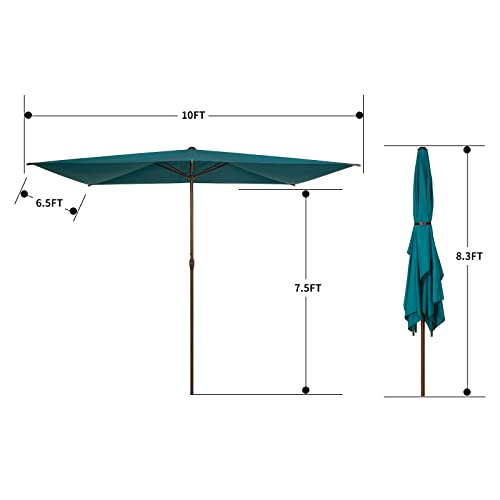 6.5 X 10 Ft Rectangular Patio Umbrellas With Push Button Tilt/Crank, Heavy-Duty Steel Table Umbrella, Uv Protection, Polyester Canopy, Outdoor Umbrellas For Patios Outside, Porch, Poolside, Aqua… #TOP1