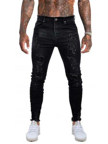 Mens Teen Boys Ripped Slim Fit Jeans Y2k Hip Hop Distressed Skinny Jeans Street Stretch Denim Pants Raw Hem4