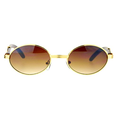 Unisex Vintage Designer Fashion Sunglasses Oval Frame UV Protection Yellow Gold3