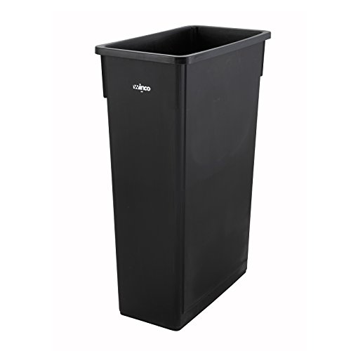 Winco 23gal Slender Trash Can, Black