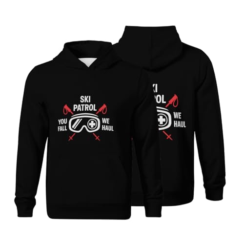 Kids VIntage Ski Patrol You Fall We Haul Boys Girls Lightweight Kangaroo Pocket Fleece Hoodies - Main Image