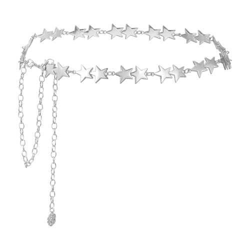 Milakoo Y2K Star & Moon Chain Belt for Women Waist Metal Link Chunky Chain Adjustable Size Belly Belt 6