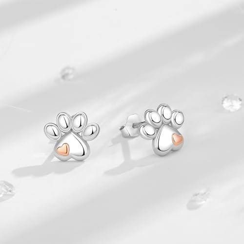 INFUSEU 925 Sterling Silver Earrings Cat Dog Paw Print Gifts for Women Girls Animal Lovers2