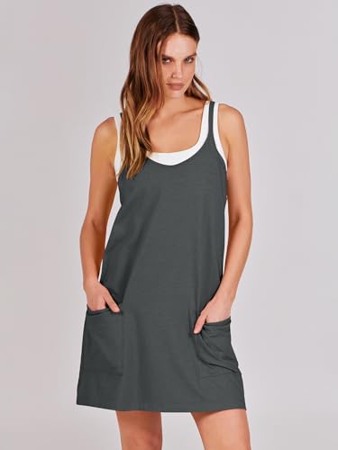 Image of ANRABESS Women Athletic Dress Summer Tennis Workout Active Sports Mini Romper Dress Built in Shorts Travel Vacation Clothes
