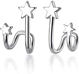 Pendientes de plata de ley 925 para mujer, adolescente, niña, estrella, pendientes enroscados, plateados, diseño práctico y duradero