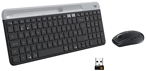 Image of Logitech MX Anywhere 3 Compact Performance Mouse - Graphite & K580 Slim Multi-Device Wireless Keyboard - Bluetooth /Receiver, Compact, Easy Switch, 24 Month Battery, Win /Mac, Desktop, Graphite