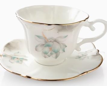 Set di Tazze e piattini da caffè e tè in Ceramica con Tulipani Blu, Set di Tazze da caffè e piattini in Ceramica, Tazza da Latte e Succo, Piatto, Regalo di Compleanno per Ufficio e