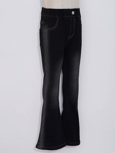 Kids Girls Flared Jeans Casual Elastic Waistband Bell-Bottom Denim Pants Long Bottoms Stretch Fitted Trousers4