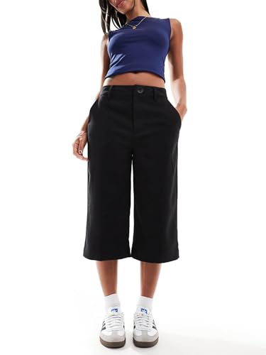 SUNNOW Women's Low Rise Capri Pants Black Casual Summer Pants with Side Pockets3