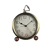 KICHOUSE Sveglia da Tavolo D’epoca Retrò in Stile Americano, Orologio Silenzioso senza Batteria, Decorazione Vintage per Casa e Ufficio, Movimento Preciso e Design Numerico
