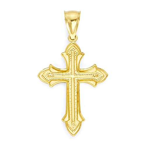 10k Real Solid Gold Cross Pendant for Necklace, Men's Religious Byzantine Crucifix Jewelry, Christian Gifts for Him3