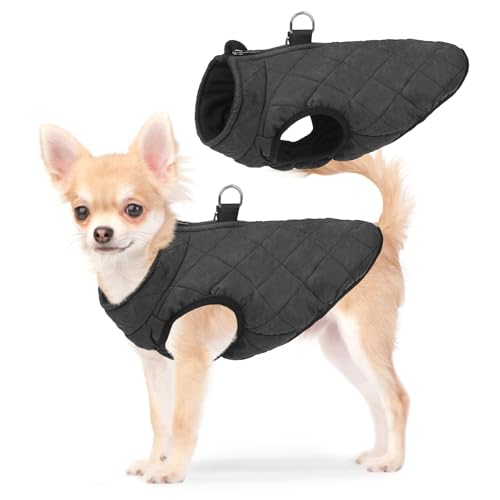 SCENEREAL Winter Dog Vest Coat with Harness Built in Warm Dog Jacket for Small Medium Dogs Dog Cold Weather Coats with Zipper Fleece Puffer Vest Windproof Snow Clothes for Puppy Pet