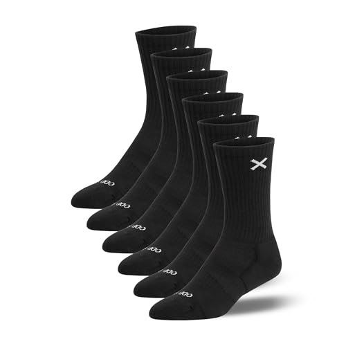 Odd Sox Basix - Mens Crew Socks Black 6-Pack | Durable Comfort High-Performance Cotton Blend at Everyday Value