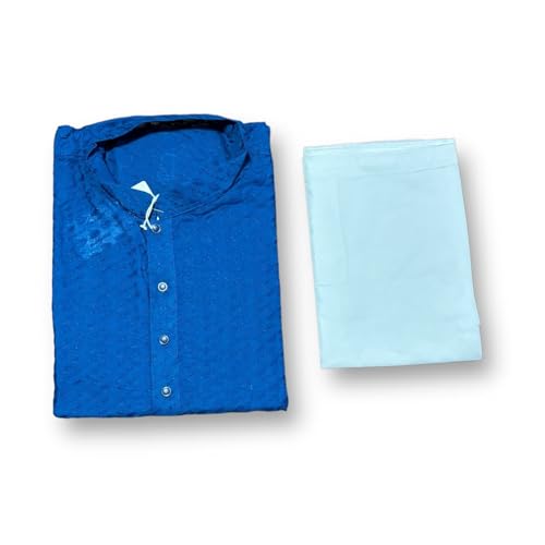 Mens Traditional Blue Sequence Kurta Pajama, 6338