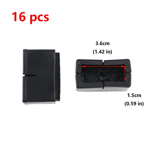 Antrader 16Pcs Silicon Rectangle Furniture Pads Floor Protector Sofa Non-Slip Chair Feet Pad Table Leg Cap With Felt Pads Length 1.5" To 1.7" (3.8-4.2Cm), Width 0.7" To 0.8" (1.7-2.1Cm), Black #TOP2