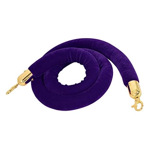 Almencla 59/78.8.1 inches Rope Stanchion Queue Velvet Rope with Gold Color Hooks, Purple, 59.0 inch Cover