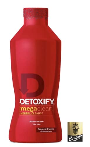 Couger | Detoxify Mega Clean Herbal Cleanse â Tropical Flavor â 32 oz â Herbal Detox Drink â Enhanced with Milk Thistle Extract, Ginseng Root & Guarana Seed Extract, Plus Sticker