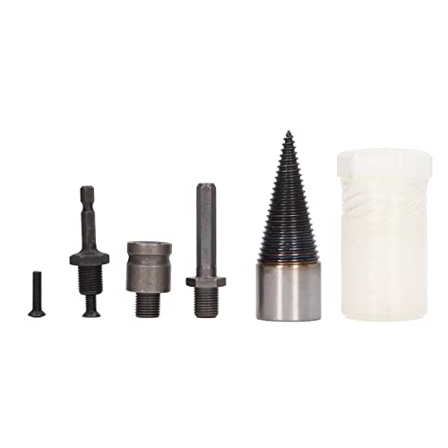 Broca para leña con revestimiento de Ti, broca divisora ​​de madera de acero al carbono, broca divisoria de madera cónica con 3 vástagos, corte eficiente para nogal duro de roble, (32MM)