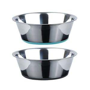 PEGGY11 Deep Stainless Steel Anti-Slip Dog Bowls – 2-Pack, 2 Cups