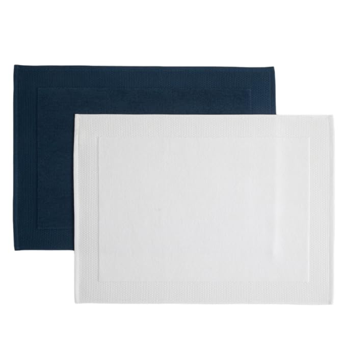 Chakra Badematten-Set 2-teilig – 100% Baumwolle, 50x70 Cm, Ultra Saugfähig & Maschinenwaschbar (Ecru/Beige)