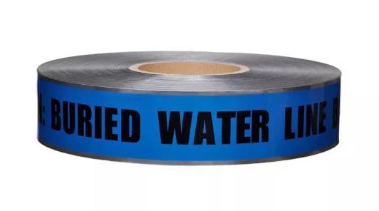 Underground Water Line Detectable Tape - Detectable Underground Tape - 2 Inch x 1000 Ft Length, 5 Mil - Buried Water Line Tape Used for Utility Marking Tape