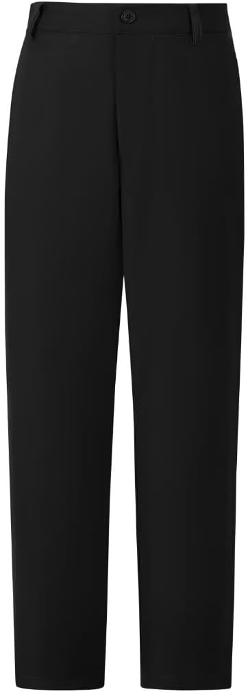 Calça social para meninos para crianças, frente lisa, uniforme escolar, calça com cintura ajustável