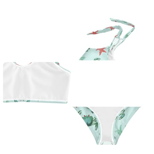 Wusikd Green Crabs Girls Swimsuits Two Piece Red Starfishs Swimwear Bikini Set for for Girls Size 3T4