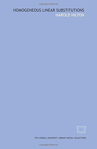 Buy Homogeneous linear substitutions — BookShops.in