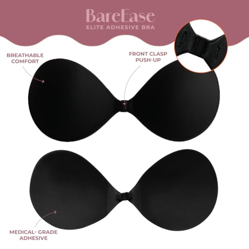 Image of Stick On Bra for Backless Dress | Adhesive Strapless Sticky Bra for Women, Full Coverage Strong Hold | Reusable Silicone Invisible Push-Up | Seamless | 5 Sizes S-XXL, Nude and Black
