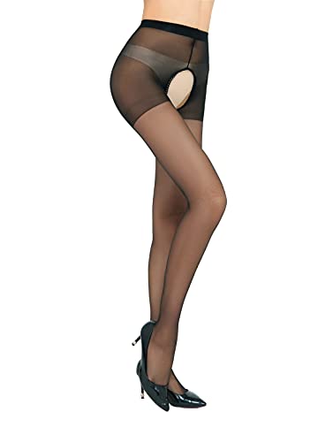 PERAMBRY Sexy Pantyhose for Women Thigh High Silky Stockings Sheer Hollow Out Tights | 12 Denier