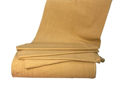 Image of Glus Fabric by The Metre-Mercerised Dyed Cotton for Embroidery-Cross Stitch-Bed Covers-Curtains-Cushion Covers-Table Cloth-Chair Upholstery-Sofa Cover (Mustard, 100 cm X144 cm)