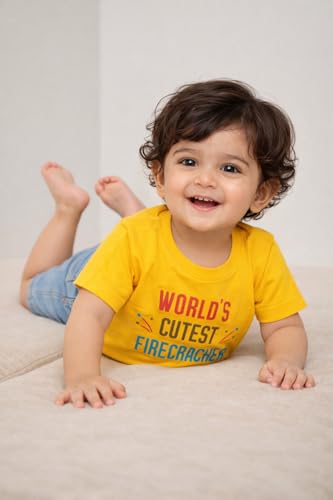 Image of BODYCARE Kids Inafant Placement Print Boys Round Neck Half Sleeves Cotton T-Shirt | Skin Friendly Regular Fit | Soft Breathable Fabric Comfortable & Durability | Pack of 1 | Mustard | Age 6-12 Months