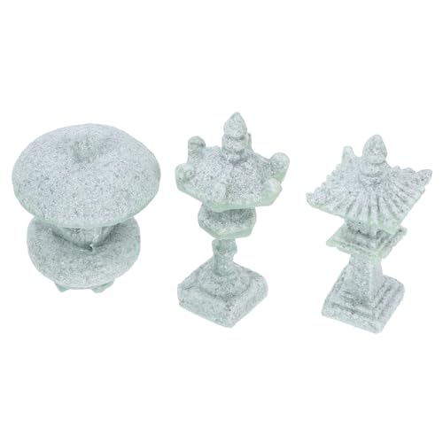 TOYZFRIENDY 3 Piezas Faroles Japoneses Mini Pagoda Piedra Decoración Jardín Zen Micro Paisaje Exterior Ornamentación Realista para Bonsái Patio