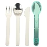 TOBBOMEY Cubiertos Portátiles de Acero Inoxidable para Camping y Picnic Incluye Cuchillo Tenedor y Cuchara Utensilios Multifuncionales Resistentes y Fáciles de Limpiar Kit de Vajilla para