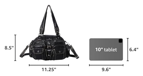 Image of Angel Kiss Hobo Crossbody Purses for Women Shoulder Bag Multipocket Soft Hobo Purses Removable Strap Leather Handbags