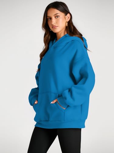 Trendy Queen Womens Oversized Hoodies Fleece Sweatshirts Fall Fashion Pullover Sweaters Winter Clothes Blue S