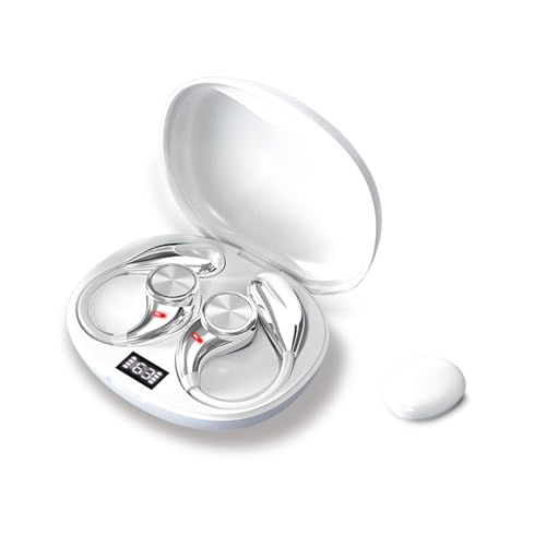 Fivcuer Open Ear Earbuds Wireless Bluetooth 5.4-6.5g Ultra-Lightweight Sport Earhooks with ANC, 5.5H Playtime IP54 Waterproof Headphones for Running, Gym, Glasses Wearers (White)