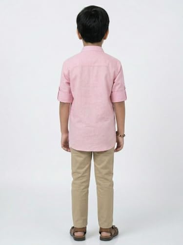 Image of Kids Stylish Solid Style Cotton Mandrain Collar Regular Fit Kurta|| Formal Boys Shirt || Casual Wear Buttoned Kurta for Boys