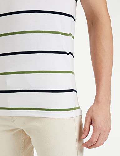 EYEBOGLER Men's Striped Regular fit T-Shirt (T285HS_White Darknavy Indigo Royal S) EYEBOGLERMenRegularT-Shirt