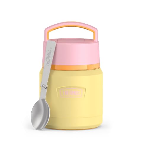 Image of THERMOS ICON Stainless Steel Food Jar with Spoon, 12 Ounce, Yellow