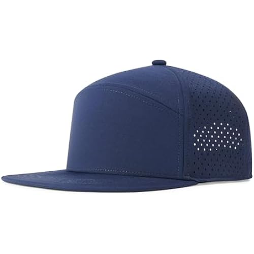 FEINION Men Laser Mesh Flat Brim Snapback Baseball Cap