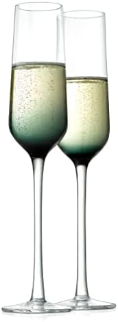NutriChef NutriChefKitchen 2 Sets of Crystal Flutes-Ultra Clear, Elegant Champagne Glasses, Hand Blown, One Size