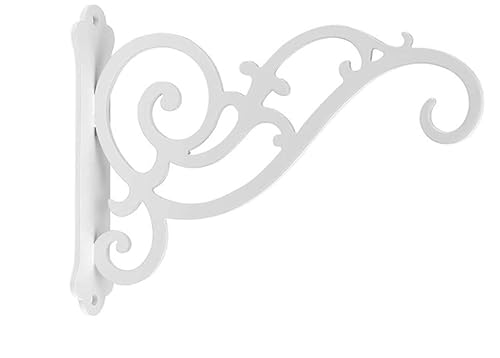 ブラケット フック アイアン ハンギング ブラケット 壁面用フック ガーデニング 吊り下げ ハンガー 吊り下げ式植木鉢・鳥かご・提灯・蚊取りランプ用 (ホワイト)