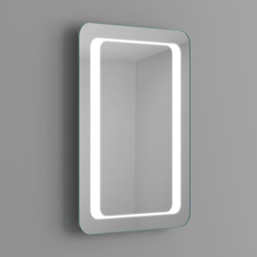 Dezire Pacific 500 x 700mm Illuminated LED Bathroom Mirror Battery Operated Wall Mounted Mirror with Perimeter Lighting Modern Design 50W x 70H x 4D cm