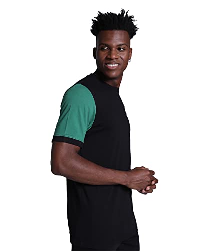Image of Puma Men's Color Block Regular Fit T-Shirt (62323656 Black-Vine