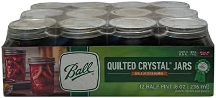 Ball Mason 8oz Quilted Jelly Jars with Lids and Bands, Set of 12