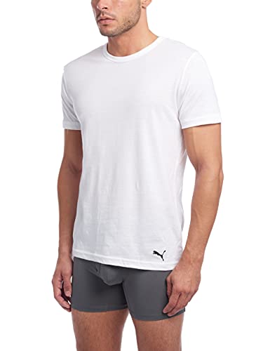 PUMA mens Men's 3 Pack Crew Neck T-shirts Undershirt, White, Small US2