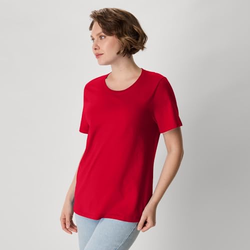 Image of Hanes Women's Perfect-T Crewneck T-Shirt, Lightweight Cotton Short Sleeve Tee for Women